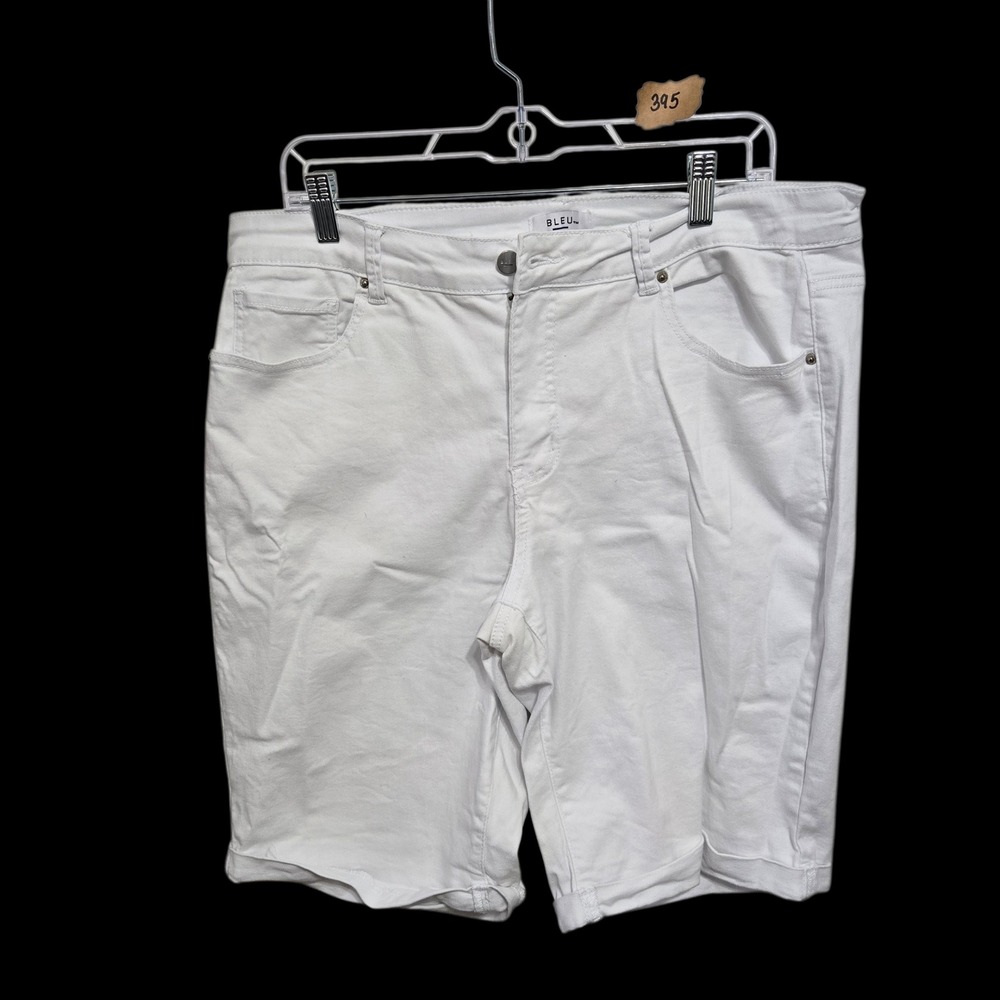 Bleu Womens White Denim Bermuda Shorts Size 18W Stretch‎ Cotton BLS041